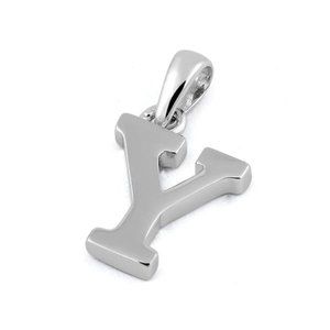 Sterling Silver Plain Letter Y Initial Pendant